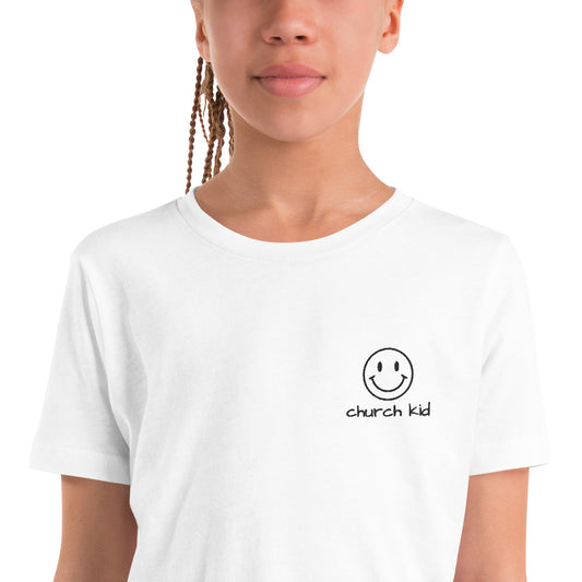 "Church Kid" Embroidered Youth Short Sleeve T-Shirt